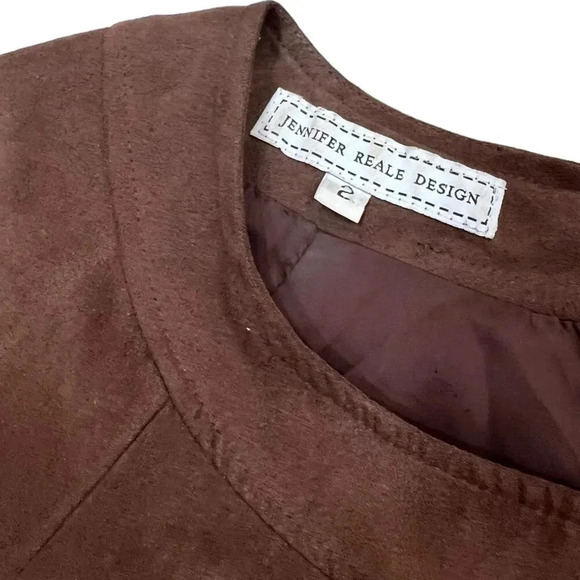 Jennifer Reale Design Brown Suede Shift Dress 2 - Picture 2 of 4